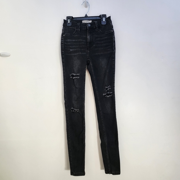 FreePeople Black Distressed Jeans Size 24 - Picture 1 of 9